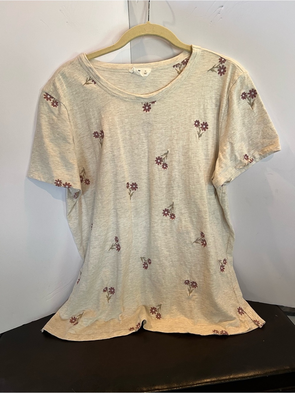 Maurices Cream Tee with Purple Floral Print